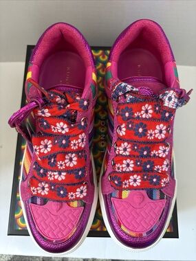 Kurt Geiger London Southbank Tag Leather/Textile Sneakers Multi/PinkSz-9-/40 WB
